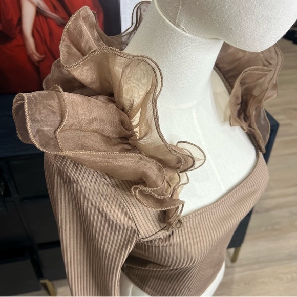 ZARA Ribbed Shirt With mesh collar - Picture 5 of 6